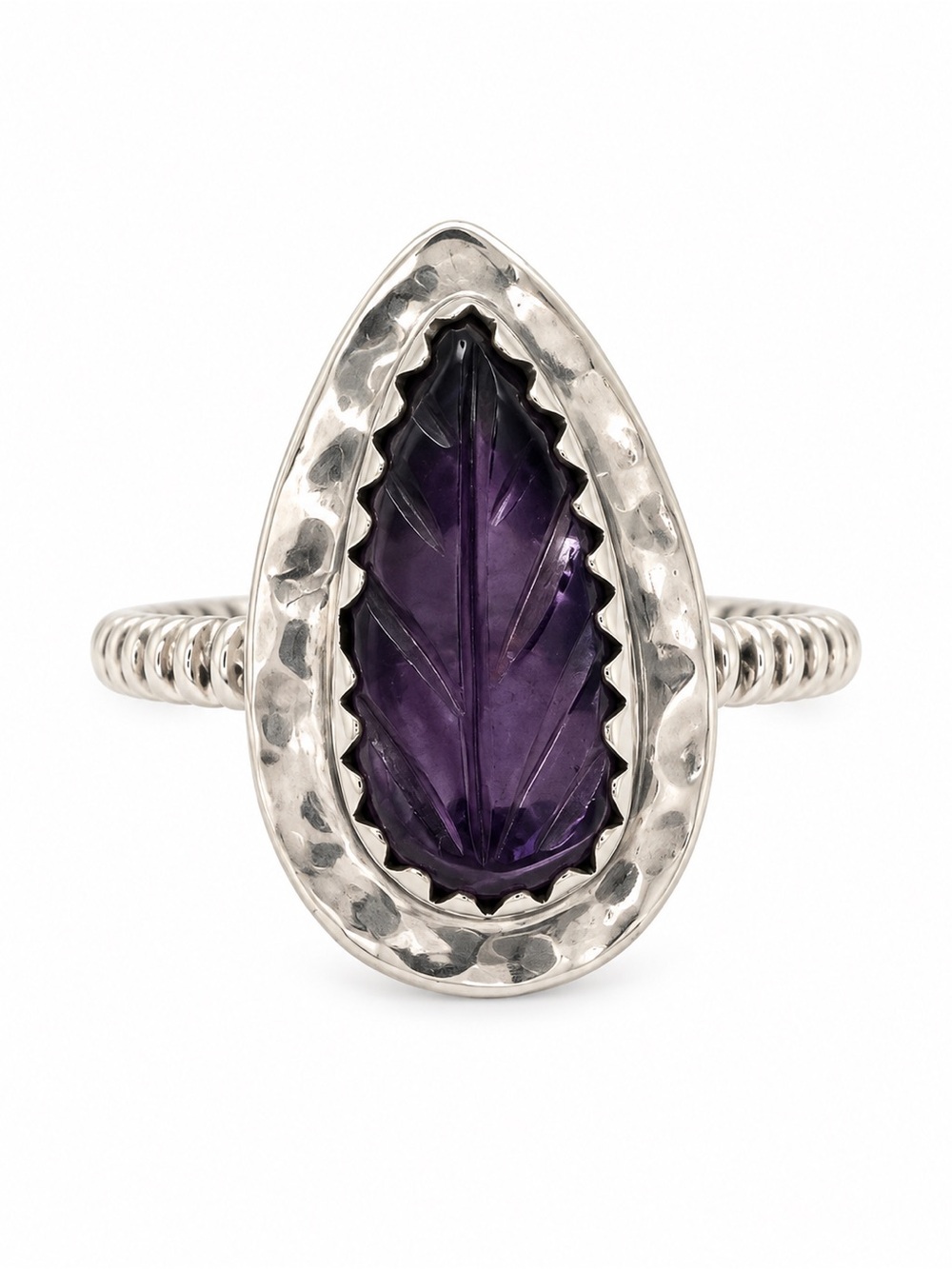 Amethyst Leaf Ring (S925)
